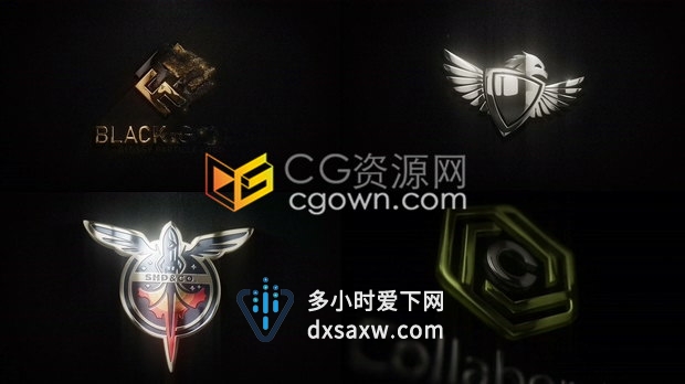 高贵3D光泽金属材质LOGO动画粒子沙散发动画效果视频片头-AE模板下载