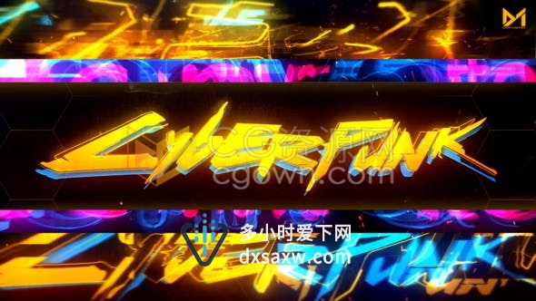 电子科技游戏视频片头霓虹灯小故障效果LOGO动画片头制作
