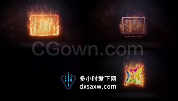 3D火焰燃烧金属标志烟雾火花余烬演绎LOGO片头动画-AE模板下载