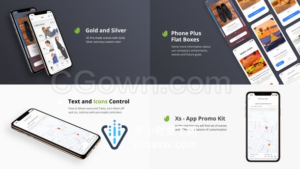 商业应用程序促销演示iPhone XS手机app演示工具包-AE模板下载