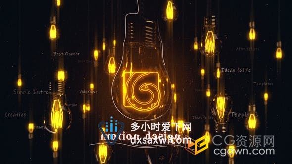 黑暗中的灯光闪烁简单灯泡展示LOGO片头-AE模板下载