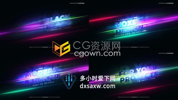 彩色切片光线介绍宣传文字标题动画电影开场视频片头制作-AE模板下载