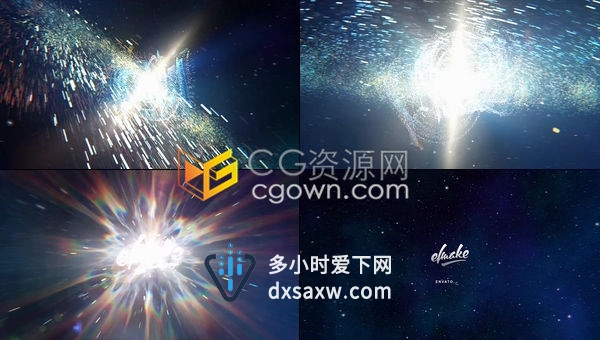 大气太空背景浩瀚宇宙强光能量汇聚爆炸演绎标志LOGO片头-AE模板下载