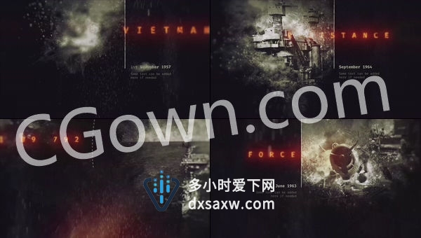 粒子沙尘粉末特效历史时间线展示复古照片纪录片开场视频-AE模板下载