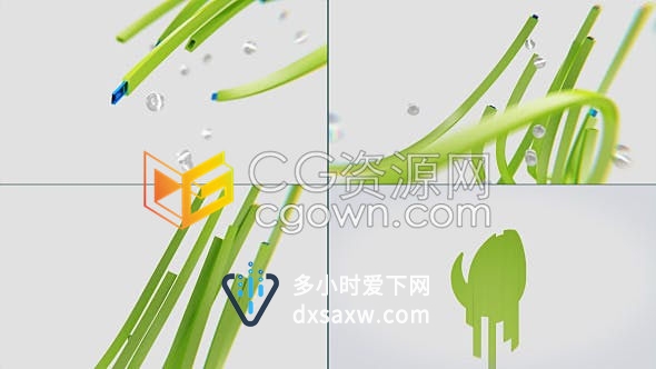 AE模板-大气三维切割变形生长线条拼合揭示明亮商务LOGO标志片头