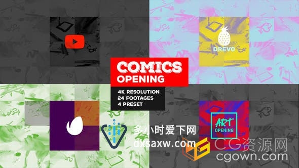 快速漫画开场童卡通电视广播介绍艺术节目开场片头-AE模板下载