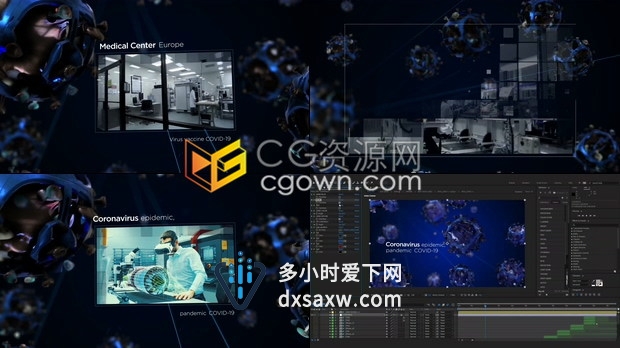 COVID-19冠状病毒医疗技术临床新冠肺炎细菌动画介绍视频-AE模板下载