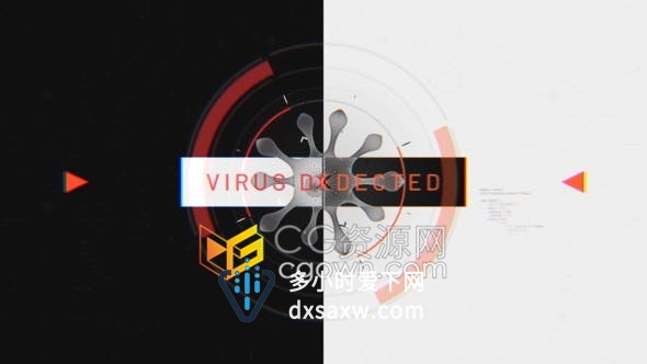故障特效动画简介黑客病毒攻击数据黑白风格LOGO视频片头-AE模板下载