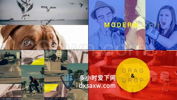 商务动态介绍简单幻灯片图文切割展示旅游宣传片-AE模板下载