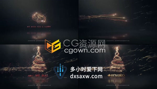闪亮发亮神奇粒子线条演绎节日标题祝福圣诞问候AE模板下载