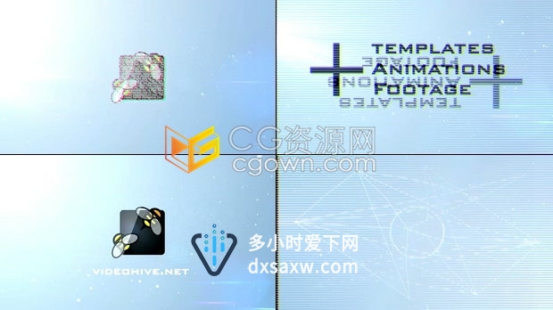 灯光闪烁线条故障毛刺像差效果LOGO片头-AE模板下载