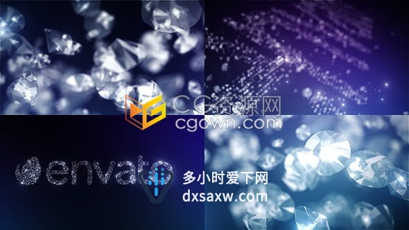 闪耀水晶钻石汇聚时尚闪亮珠宝饰物品牌标志LOGO片头-AE模板下载