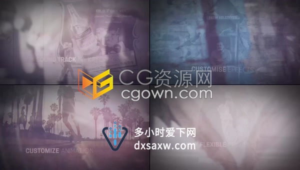 抽象邋遢镜头感渐晕漏光划痕效果快速电影幻灯片电视节日媒体揭幕战-AE模板