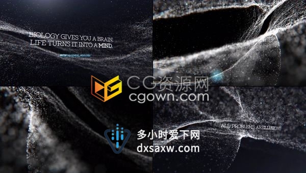 恢弘大气像差特效景深三维耀斑粒子飘动空间感背景文字标题片头-AE模板