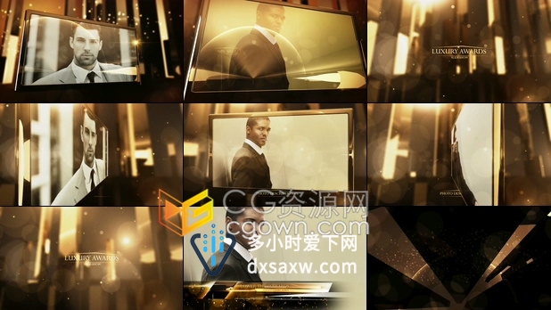 豪华颁奖典礼活动开场视频片头AE模板下载金奖提名演员人物介绍字幕