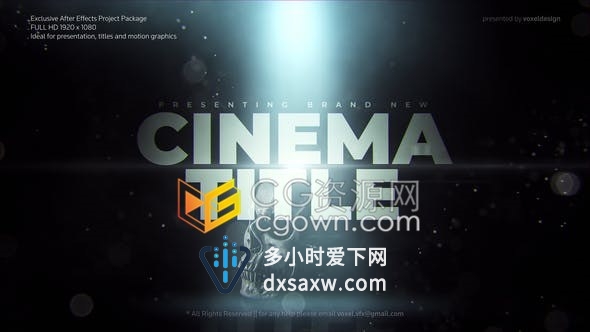 电影预告片制作AE模板下载射灯光效文字标题动画效果视频