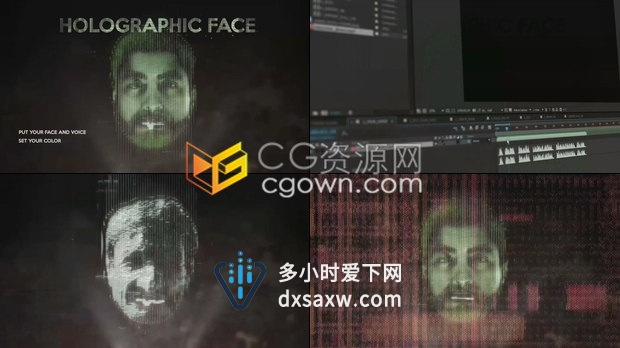 科幻数码全息人脸特效制作4K云科技网络宣传视频-AE模板下载