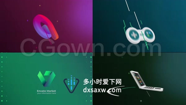 3D标志翻转动画游戏公司小工具图标预览LOGO片头-AE模板