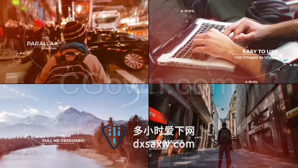 特技飞行风格平滑弧度曲线展示视差效果促销开场幻灯片-AE模板下载