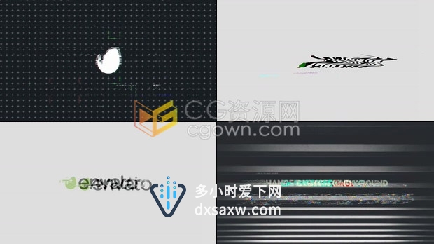 Glitch特效失真像素差效果动态故障LOGO 动画片头制作-AE模板