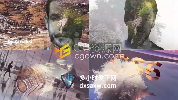 AE模板-时尚视差双重曝光效果幻灯片推理侦探类电影宣传预告片