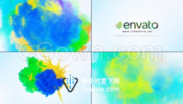 缤纷色彩魔法烟雾效果爆炸演绎美丽LOGO片头动画-AE模板下载