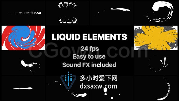 抽象Flash FX液体形状元素和卡通液体过渡儿童节目音乐剪辑手绘逐帧动画-AE模板下载