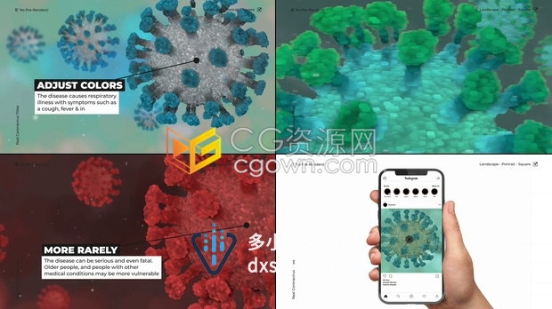 真实感病毒场景呼出线标题展示医疗科学生物健康卫生宣传片-AE模板下载