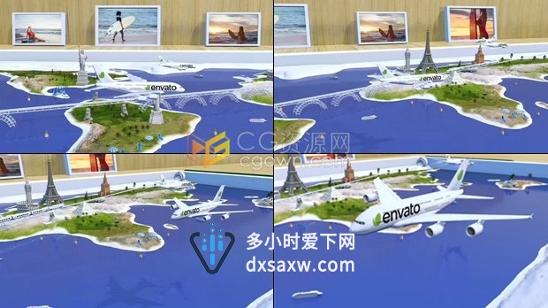 航空公司宣传片头飞机飞行介绍旅游地图视频图片展示动画-AE模板下载