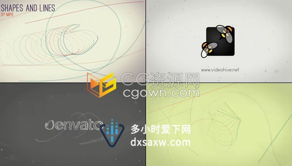 快速简约曲线线线条形状演绎LOGO标志片头-AE模板下载