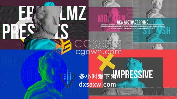 3D抽象设计动态雕像展示时尚视频宣传开场4K分辨率-AE模板下载