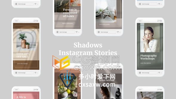 垂直版式阴影动画效果竖屏广告社交媒体小视频动态宣传海报-AE模板下载