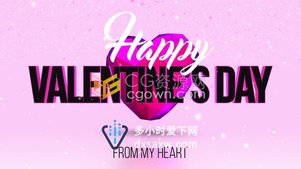 3D爱心旋转动画背景浪漫情人节活动开幕婚礼仪式标题片头-AE模板下载