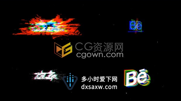 Glitch坏信号损坏rgb分割故障LOGO动画4K分辨率视频片头制作-下载AE模板