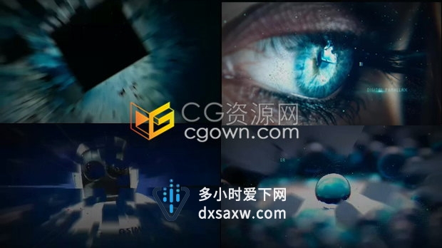 数字视差幻灯片三维摄像机过渡效果科技感粒子特效开场视频-AE模板下载