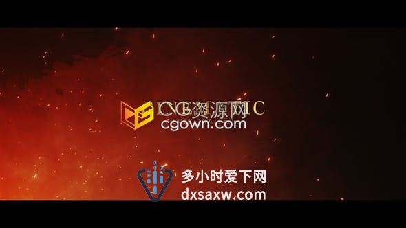 三维大气火花粒子火焰通红背景烟雾弥漫揭示游戏字幕电影宣传预告片-AE模板