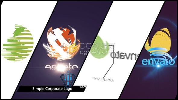 4种图形动画创意企业logo演绎动画公司宣传视频片头效果-AE模板