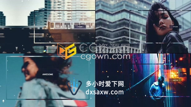 透明边框效果动态图形文字标题视频开场快速假期旅行宣传短片-AE模板下载