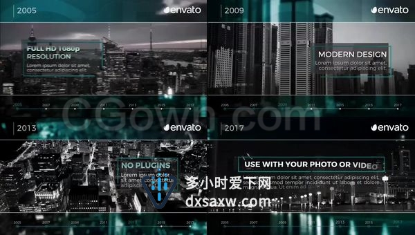公司企业时间线医院政府机关历史认证奖项研究成果产品描述幻灯片-AE模板下载