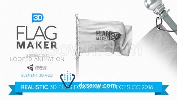 逼真3D旗帜标志旗杆概念插图纹章火焰符号特效工程-AE模板下载