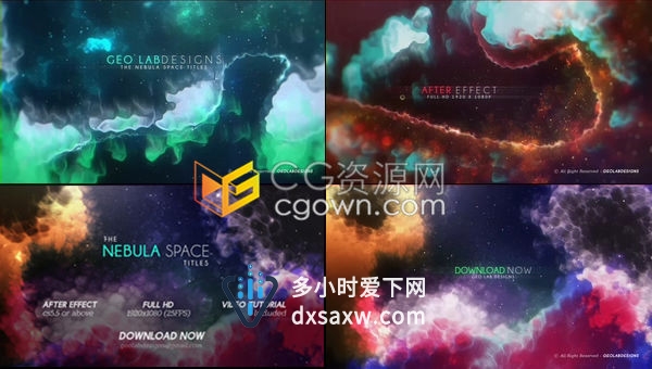 AE模板-唯美宇宙星辰多彩星云变幻粒子空间星系标题预告片