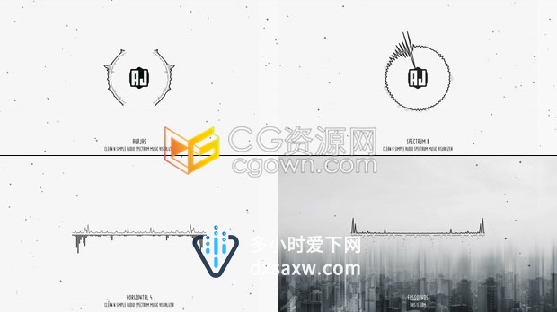 干净简单的频谱音乐可视化器社交媒体频道波形音频反应背景音乐宣传动画-AE模板