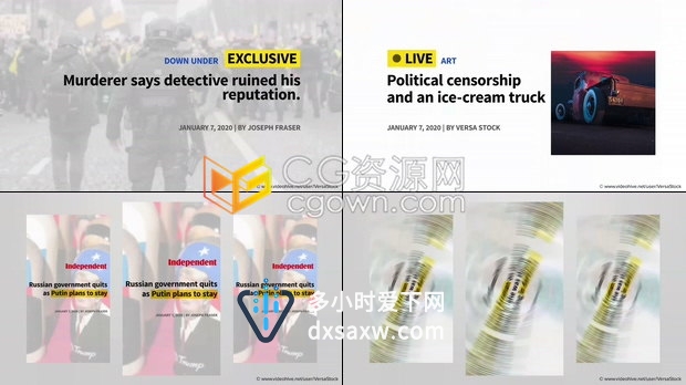 网上报纸在线报道头条突发新闻宣传介绍视频字幕动画效果-AE模板下载