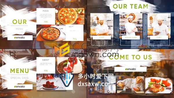美味餐厅促销动态海报视频制作菜单宣传食品介绍图文动画效果-AE模板下载