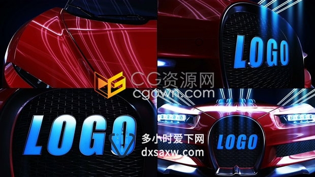 E3D制作豪华跑车布加迪前脸展示LOGO动画汽车宣传视频片头-AE模板下载