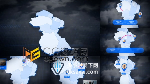 圭亚那合作共和国地图Map地理区域路线动画效果视频制作-AE模板下载