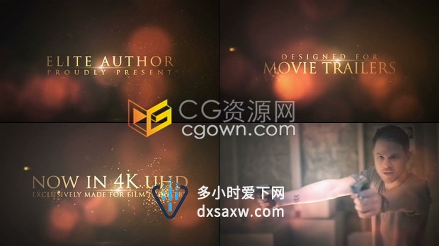 非常炫丽的粒子火花电影预告片标题-AE模板下载