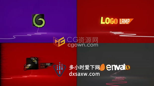 3D动画悬浮LOGO充电电线火花点亮标志视频片头演绎效果-AE模板下载