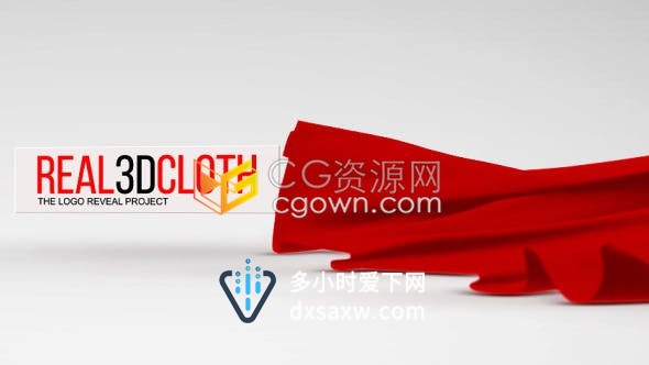 真实3D模型布料织物绸缎动态模拟揭示标志LOGO片头动画-AE模板下载