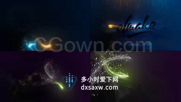 Particular制作双色粒子飞行光效拖尾轨迹演绎三维标志LOGO片头-AE模板下载